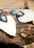Boho Earrings, Dangle Earrings, Leaf White Shell